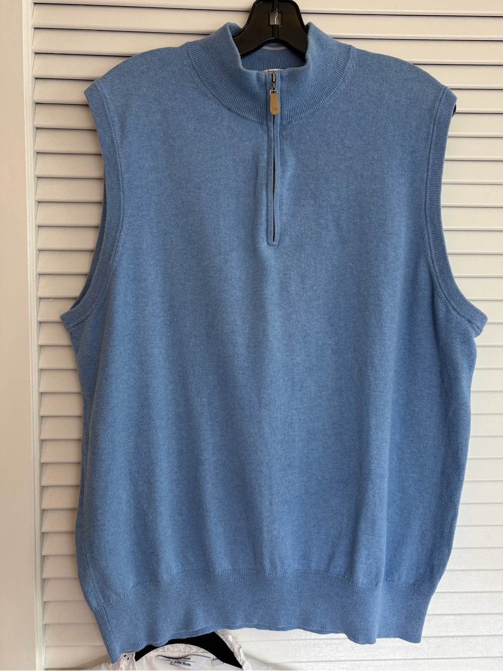 Peter Millar Men's Blue Sleeveless Quarter Zip Sweater Vest Size L Preppy Golf